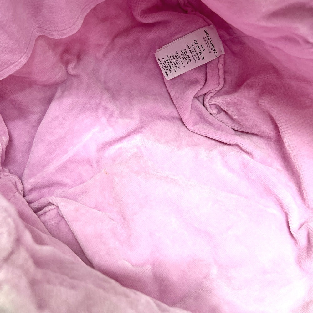 VERSACE メデューサ ロゴ トートバッグ ビーチバッグ パイル地 ショルダーバッグ コットン レディース ピンク