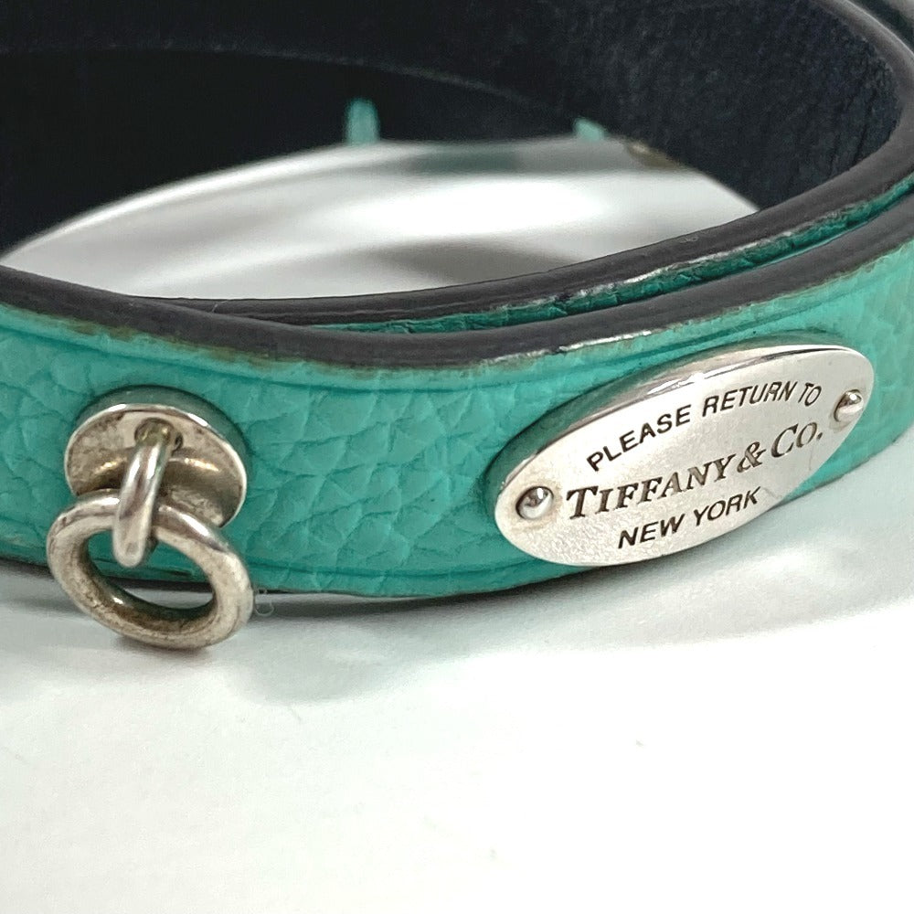 TIFFANY&Co. Double Bracelet Return to TIFFANY & Co. logo Accessories Bracelet Leather blue/Silver Used