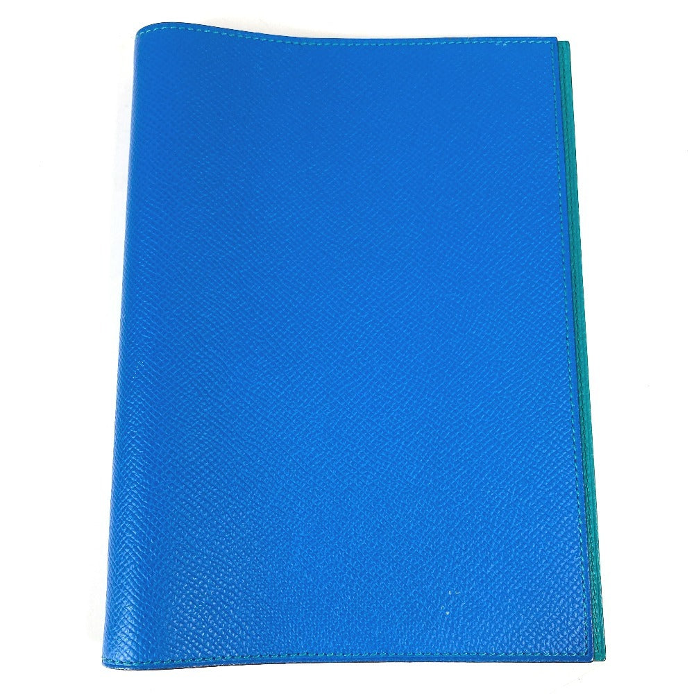 HERMES バイカラー グローブトロッター アジェンダ ノートカバー システム手帳 ステーショナリー 手帳カバー レザー ユニセックス ブルー