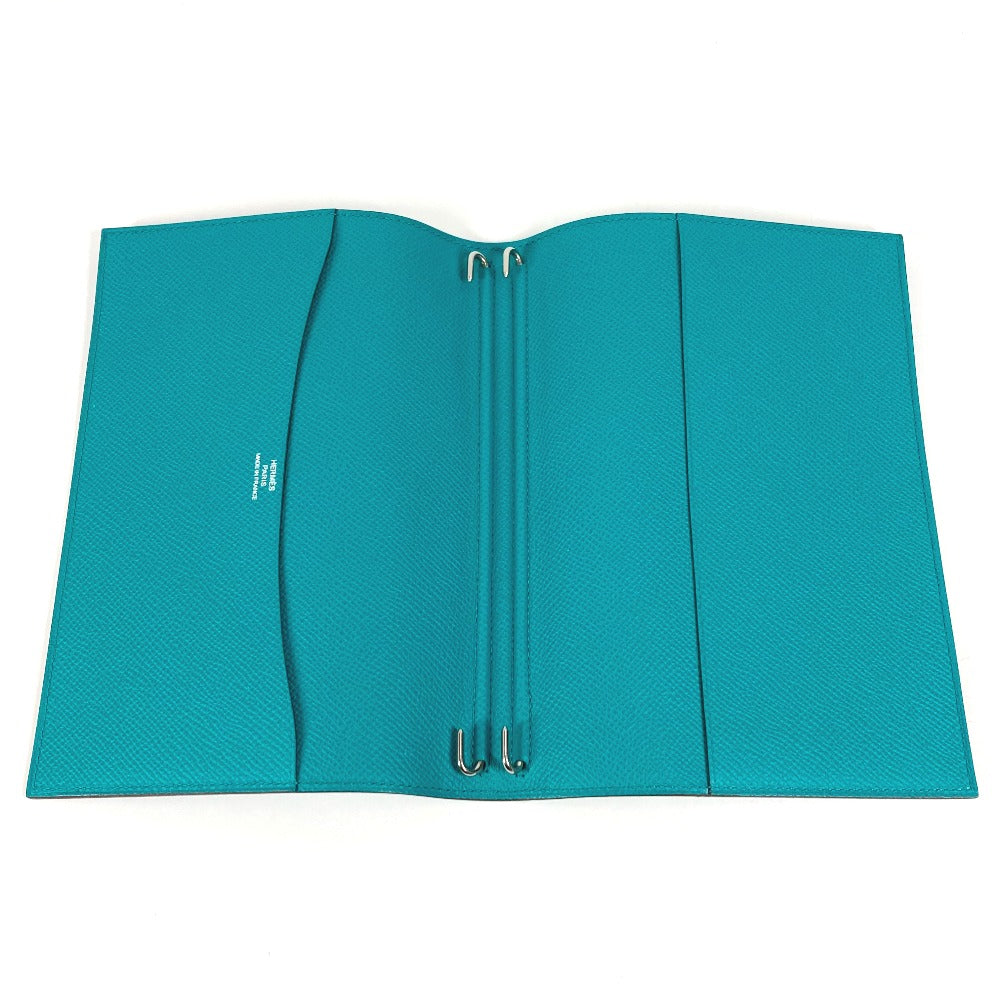 HERMES バイカラー グローブトロッター アジェンダ ノートカバー システム手帳 ステーショナリー 手帳カバー レザー ユニセックス ブルー