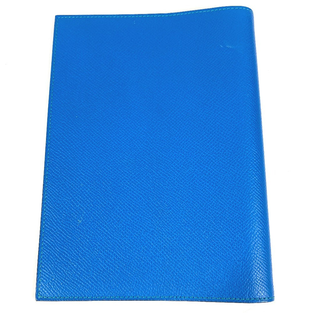 HERMES バイカラー グローブトロッター アジェンダ ノートカバー システム手帳 ステーショナリー 手帳カバー レザー ユニセックス ブルー