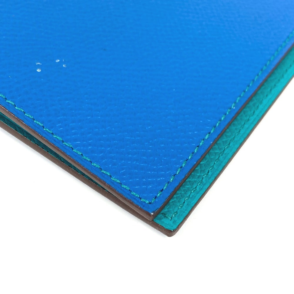 HERMES バイカラー グローブトロッター アジェンダ ノートカバー システム手帳 ステーショナリー 手帳カバー レザー ユニセックス ブルー