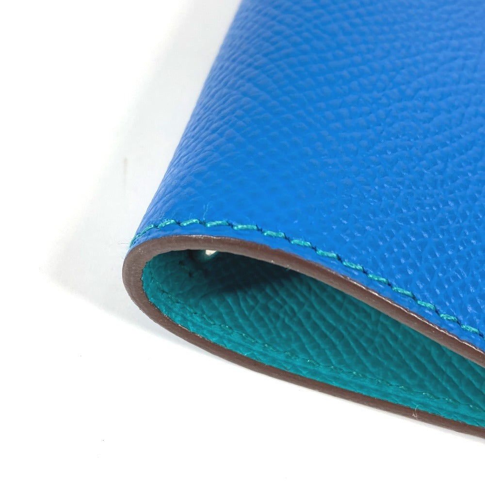 HERMES バイカラー グローブトロッター アジェンダ ノートカバー システム手帳 ステーショナリー 手帳カバー レザー ユニセックス ブルー