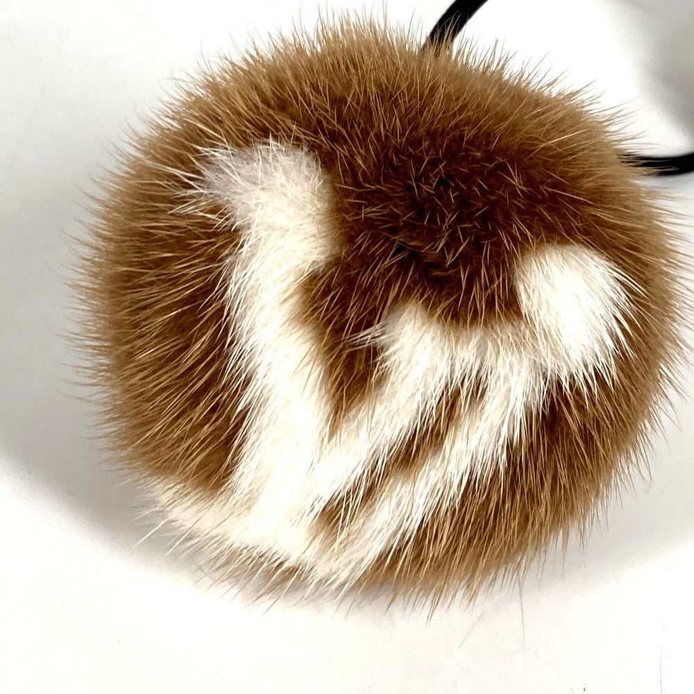 LOUIS VUITTON M77738 ロゴ ファー シュシュ・ヴィゾン LV コージー ヘアアクセサリー ヘアゴム ヘアバンド シュシュ ファー レディース マロン ブラウン