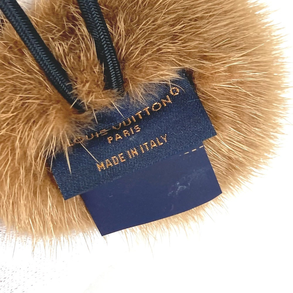 LOUIS VUITTON M77738 ロゴ ファー シュシュ・ヴィゾン LV コージー ヘアアクセサリー ヘアゴム ヘアバンド シュシュ ファー レディース マロン ブラウン