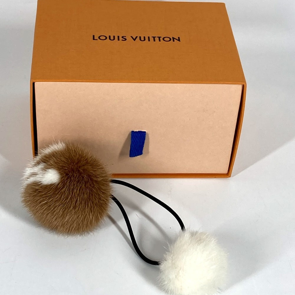 LOUIS VUITTON M77738 ロゴ ファー シュシュ・ヴィゾン LV コージー ヘアアクセサリー ヘアゴム ヘアバンド シュシュ ファー レディース マロン ブラウン