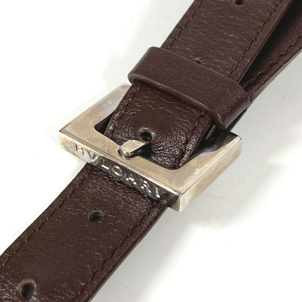 BVLGARI ロゴマニア 筒形 ドラム型 カバン フラップ ショルダーバッグ レザー ユニセックス ブラウン