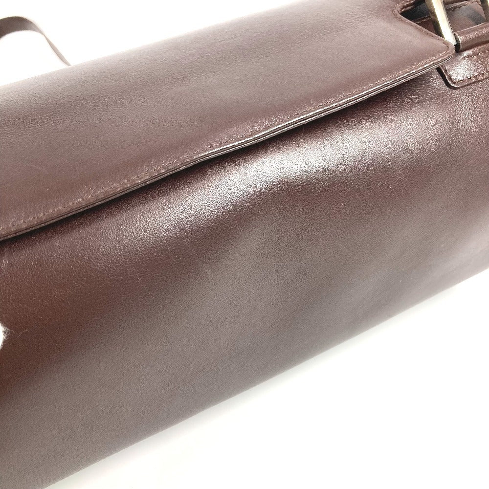 BVLGARI ロゴマニア 筒形 ドラム型 カバン フラップ ショルダーバッグ レザー ユニセックス ブラウン