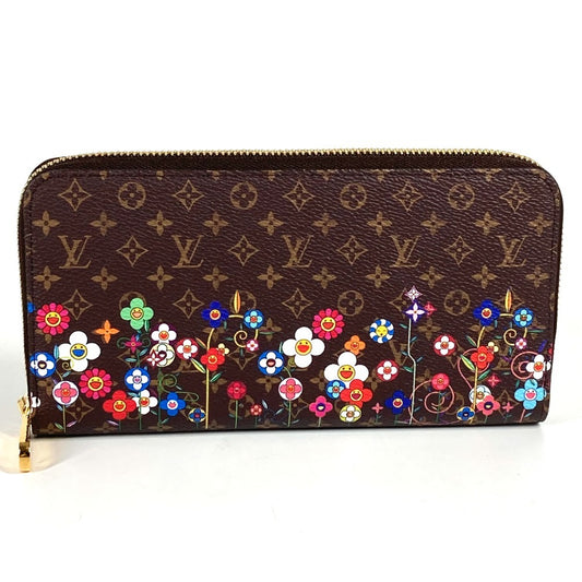 LOUIS VUITTON Ｍ14162 日本限定 LV × TM フラワー 花柄 ジッピー・ウォレット モノグラム 村上隆 ラウンドファスナー 長財布 モノグラムキャンバス ユニセックス ブラウン