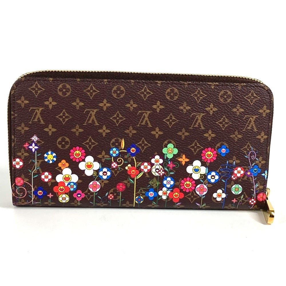 LOUIS VUITTON Ｍ14162 日本限定 LV × TM フラワー 花柄 ジッピー・ウォレット モノグラム 村上隆 ラウンドファスナー 長財布 モノグラムキャンバス ユニセックス ブラウン