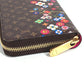 LOUIS VUITTON Ｍ14162 日本限定 LV × TM フラワー 花柄 ジッピー・ウォレット モノグラム 村上隆 ラウンドファスナー 長財布 モノグラムキャンバス ユニセックス ブラウン