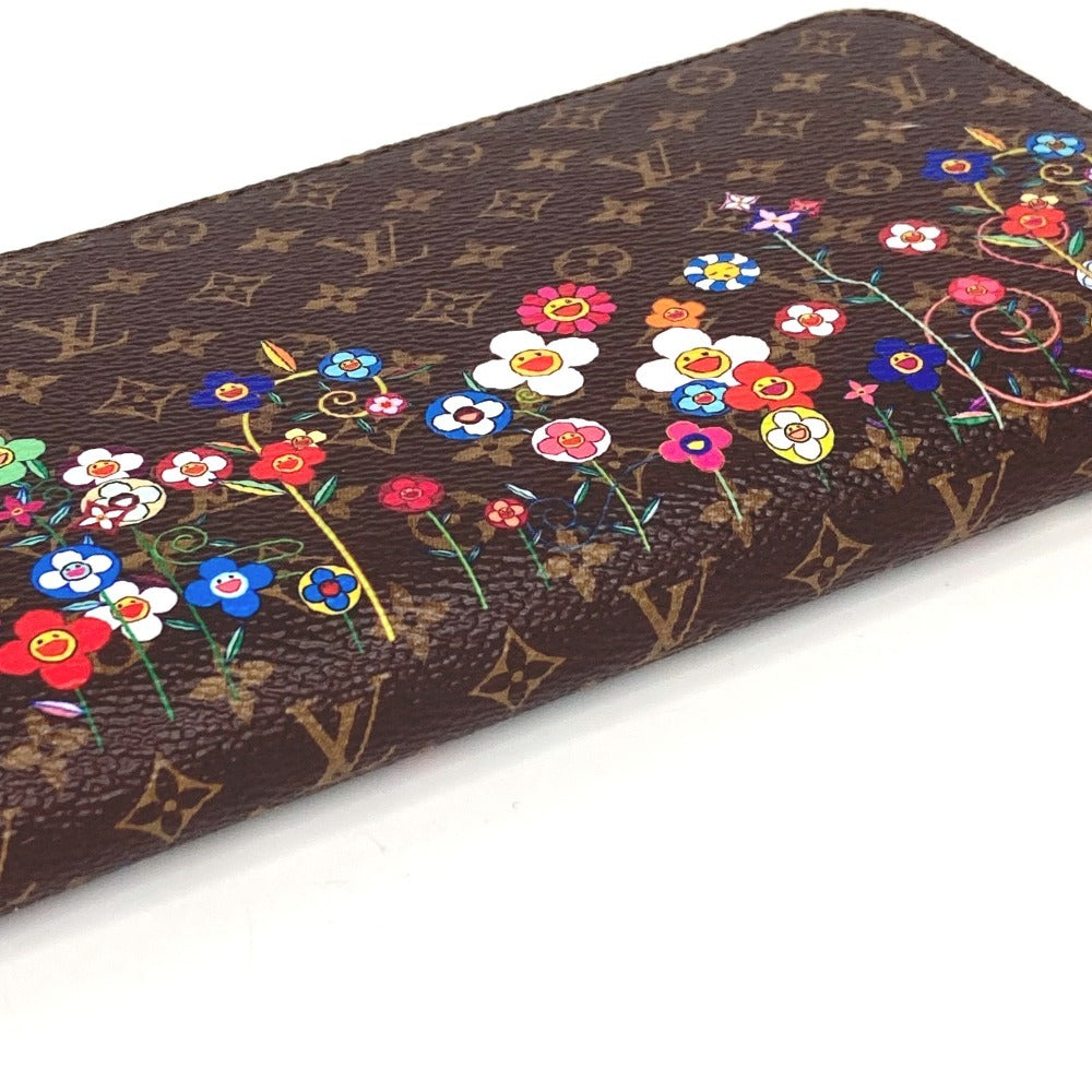 LOUIS VUITTON Ｍ14162 日本限定 LV × TM フラワー 花柄 ジッピー・ウォレット モノグラム 村上隆 ラウンドファスナー 長財布 モノグラムキャンバス ユニセックス ブラウン