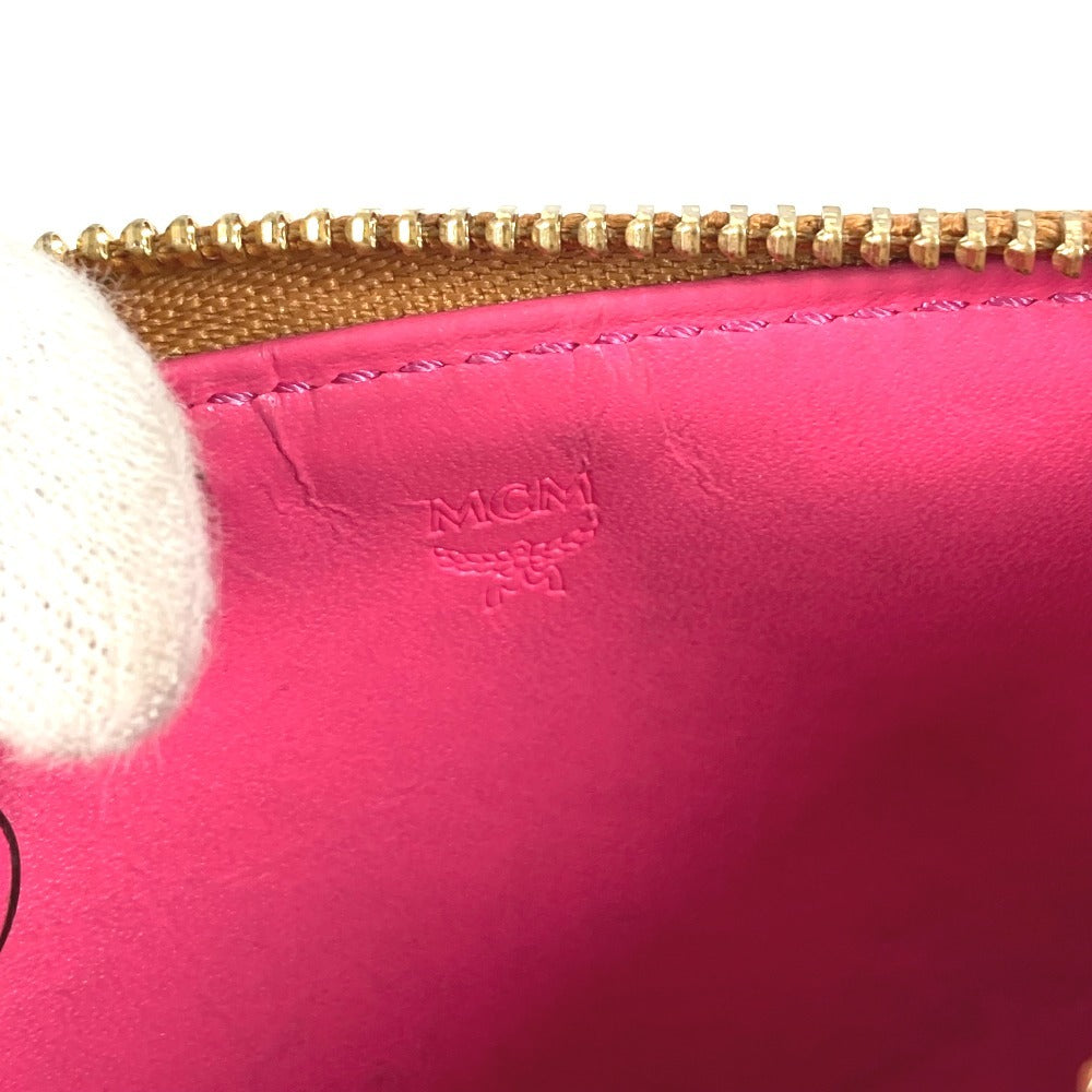 MCM ヴィセトス ロゴ 財布 小銭入れ キーリング付き コインケース レザー ユニセックス ブラウン