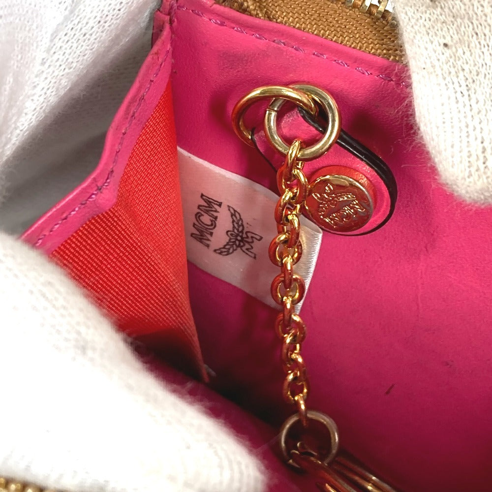 MCM ヴィセトス ロゴ 財布 小銭入れ キーリング付き コインケース レザー ユニセックス ブラウン