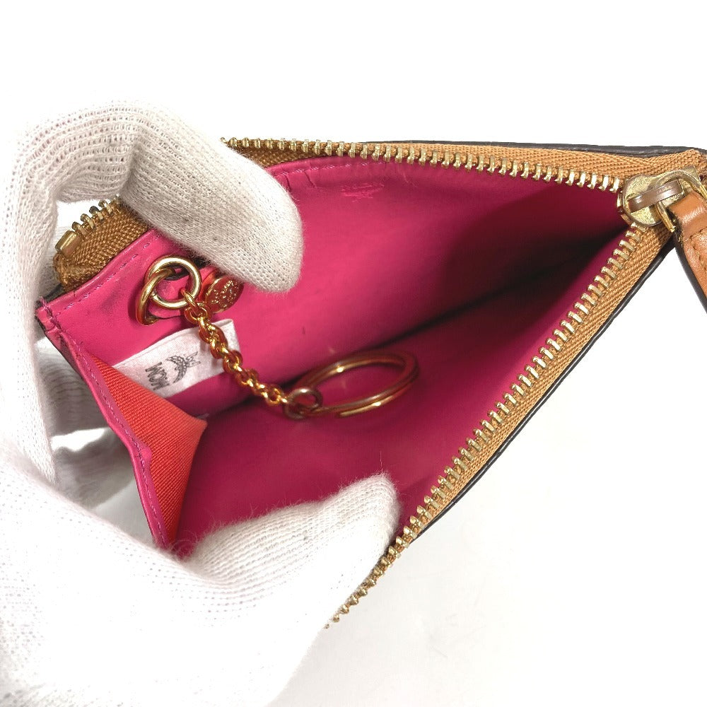 MCM ヴィセトス ロゴ 財布 小銭入れ キーリング付き コインケース レザー ユニセックス ブラウン