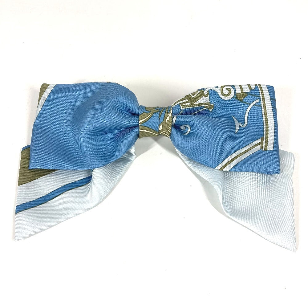 HERMES エクスリブリス バレッタ 《グルネル》エクスリブリス ヘアアクセサリー リボン りぼん バレッタ シルク レディース ブルー