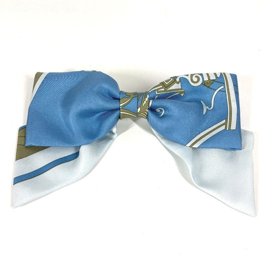 HERMES エクスリブリス バレッタ 《グルネル》エクスリブリス ヘアアクセサリー リボン りぼん バレッタ シルク レディース ブルー