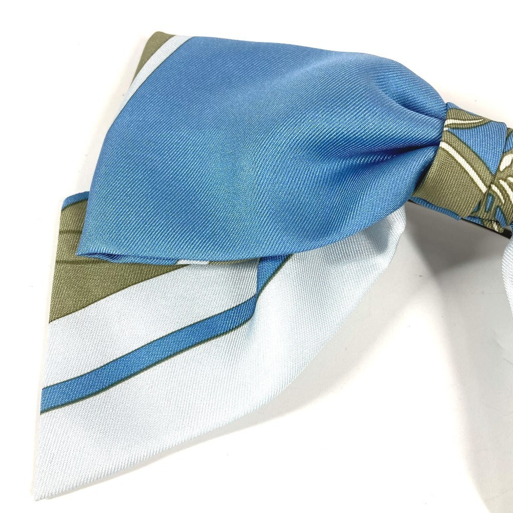 HERMES エクスリブリス バレッタ 《グルネル》エクスリブリス ヘアアクセサリー リボン りぼん バレッタ シルク レディース ブルー