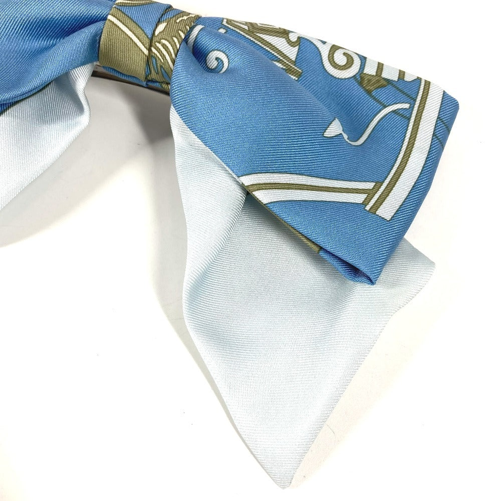 HERMES エクスリブリス バレッタ 《グルネル》エクスリブリス ヘアアクセサリー リボン りぼん バレッタ シルク レディース ブルー