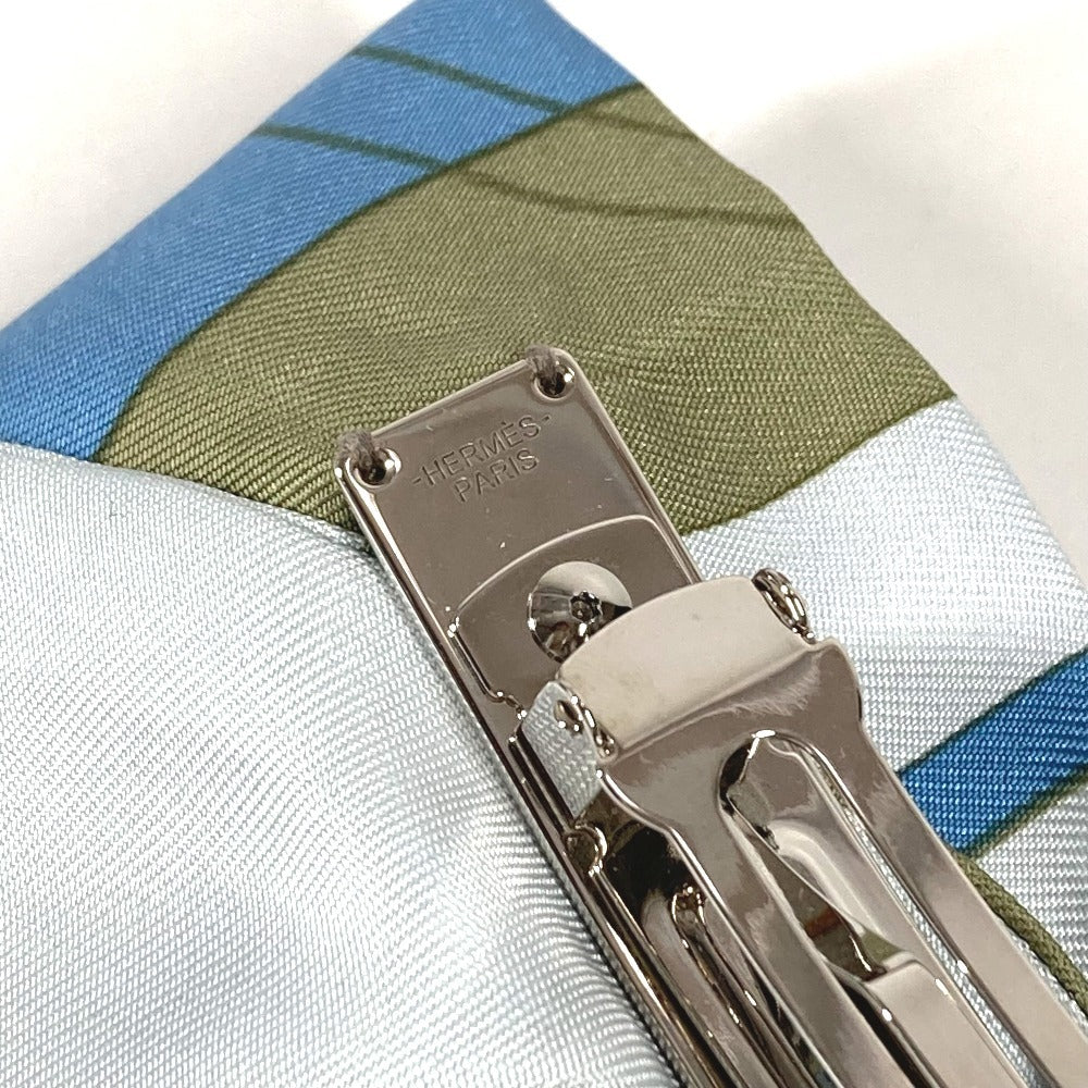 HERMES エクスリブリス バレッタ 《グルネル》エクスリブリス ヘアアクセサリー リボン りぼん バレッタ シルク レディース ブルー