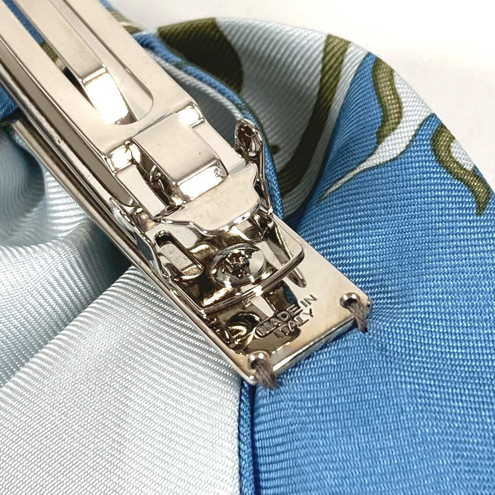 HERMES エクスリブリス バレッタ 《グルネル》エクスリブリス ヘアアクセサリー リボン りぼん バレッタ シルク レディース ブルー