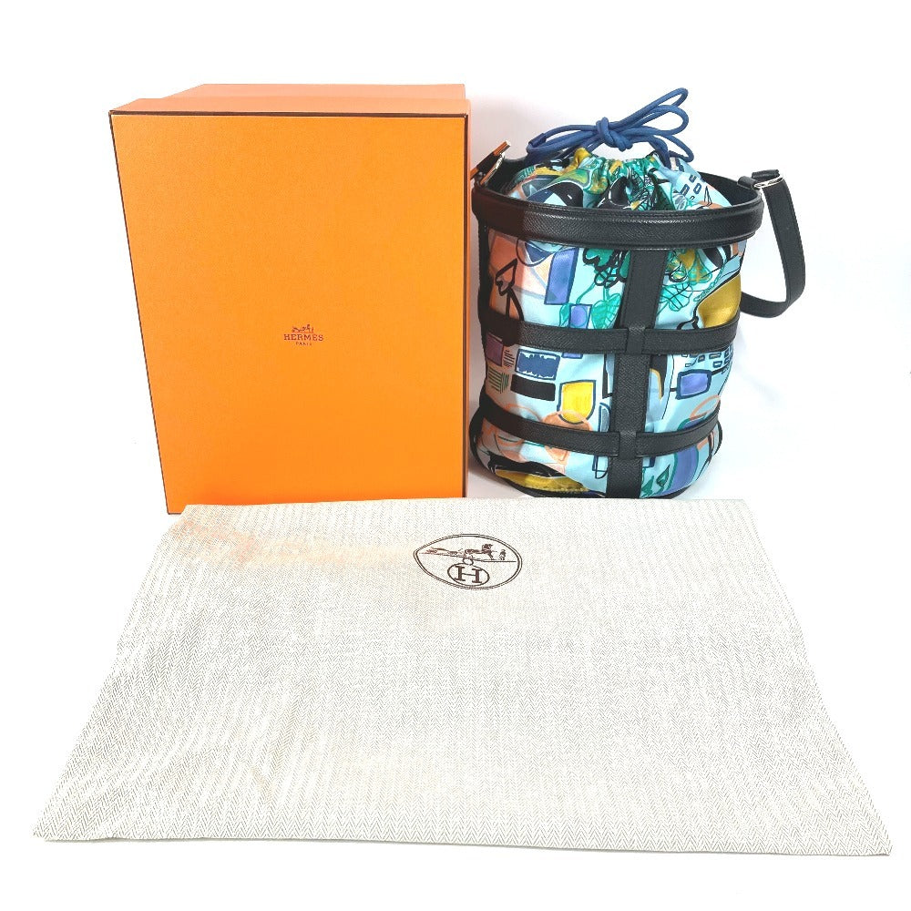 HERMES 巾着ポーチ付き ミュザルディーヌ カバン 肩掛け バケツ ばけつ ショルダーバッグ レザー レディース ネイビー