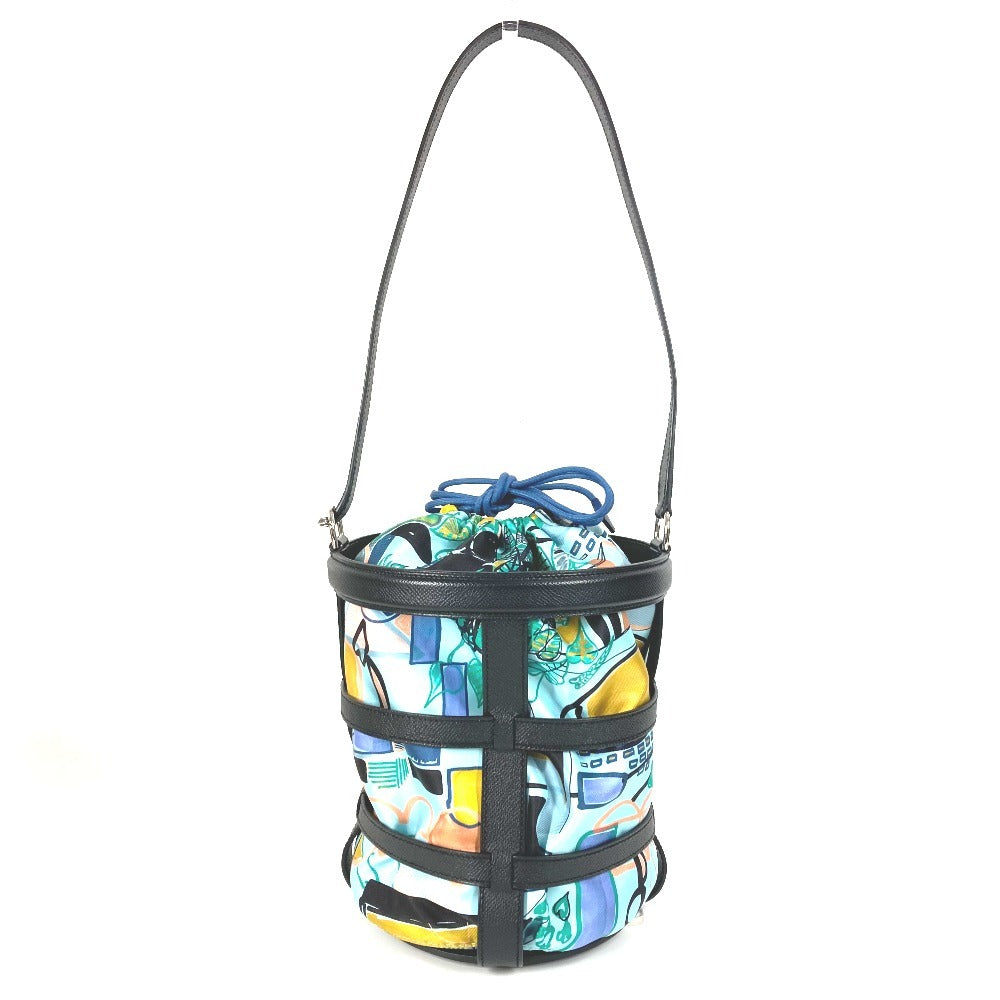 HERMES 巾着ポーチ付き ミュザルディーヌ カバン 肩掛け バケツ ばけつ ショルダーバッグ レザー レディース ネイビー