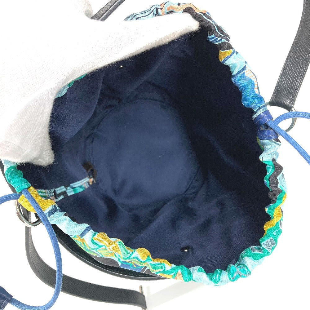 HERMES 巾着ポーチ付き ミュザルディーヌ カバン 肩掛け バケツ ばけつ ショルダーバッグ レザー レディース ネイビー