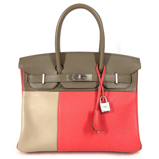 HERMES Birkin30 Birkin 30 Bags Tote Bag Hand Bag Taurillon Clemence / Swift Etoupe/Argile/Rose Jaipur pink/gray Used
