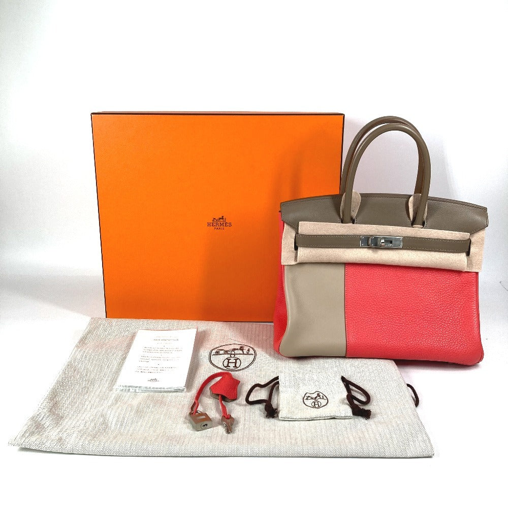HERMES Birkin30 Birkin 30 Bags Tote Bag Hand Bag Taurillon Clemence / Swift Etoupe/Argile/Rose Jaipur pink/gray Used