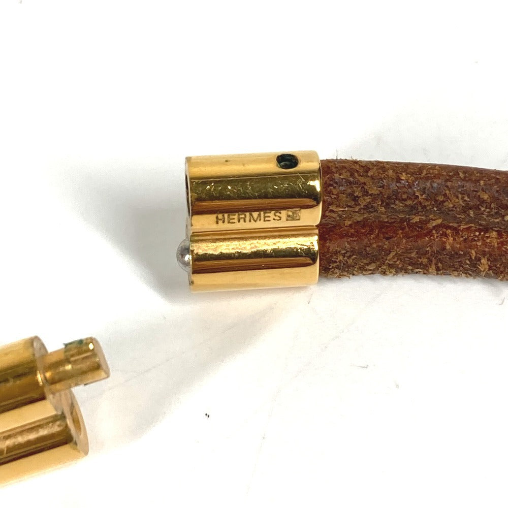 HERMES ヘラクリード チョーカー アクセサリー ネックレス レザー ユニセックス ブラウン