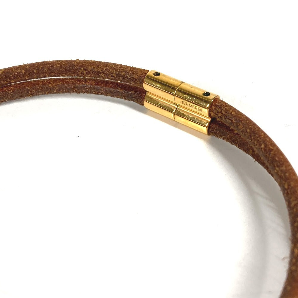 HERMES ヘラクリード チョーカー アクセサリー ネックレス レザー ユニセックス ブラウン