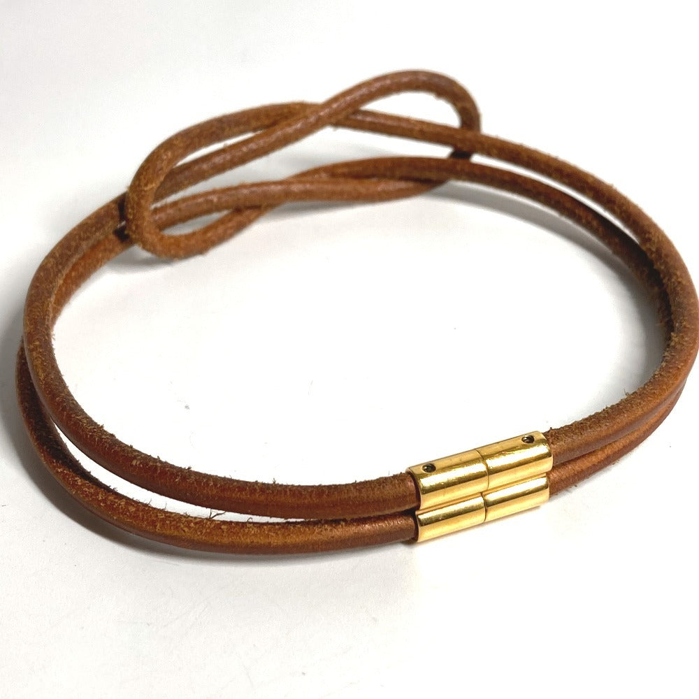 HERMES ヘラクリード チョーカー アクセサリー ネックレス レザー ユニセックス ブラウン