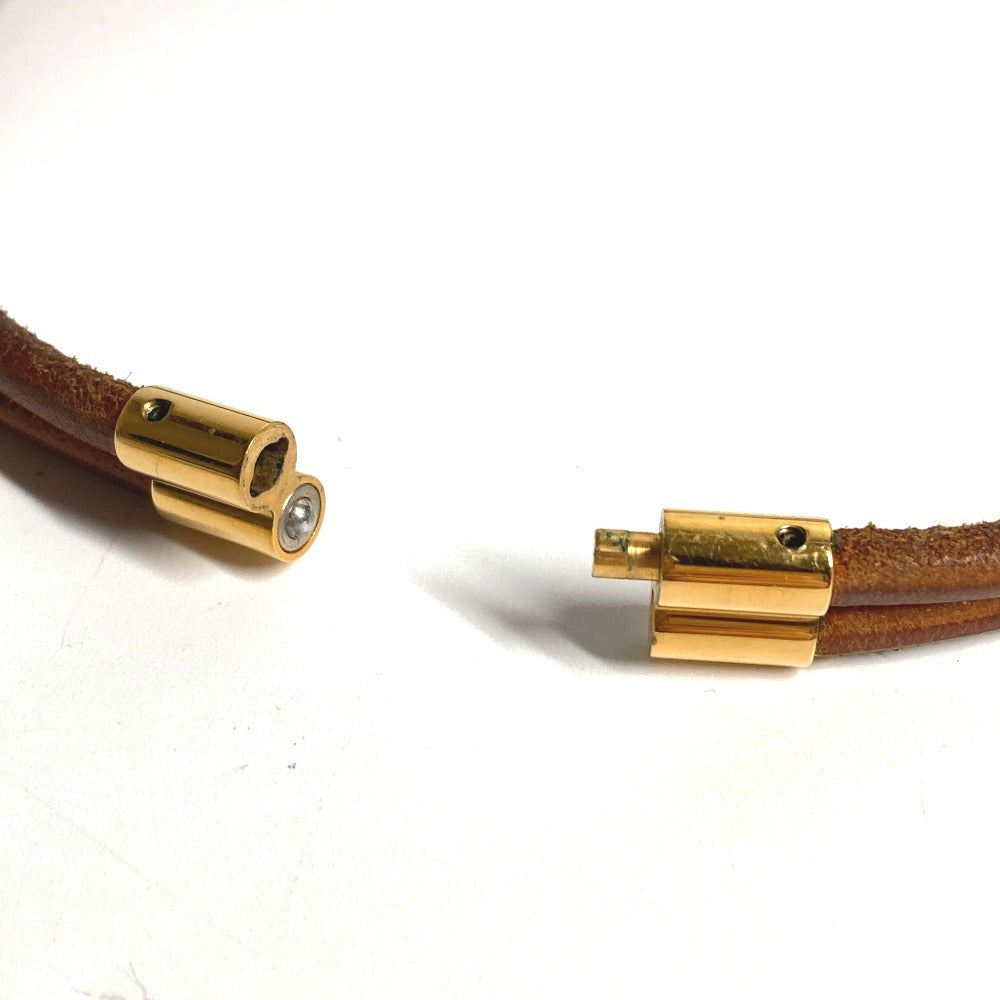 HERMES ヘラクリード チョーカー アクセサリー ネックレス レザー ユニセックス ブラウン