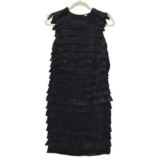 BURBERRY 8046818 フリンジ 袖なし アパレル ワンピース シルク レディース ブラック