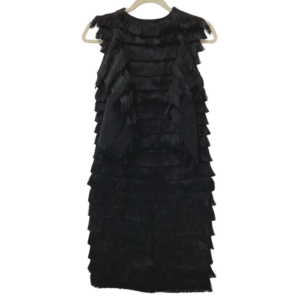 BURBERRY 8046818 フリンジ 袖なし アパレル ワンピース シルク レディース ブラック