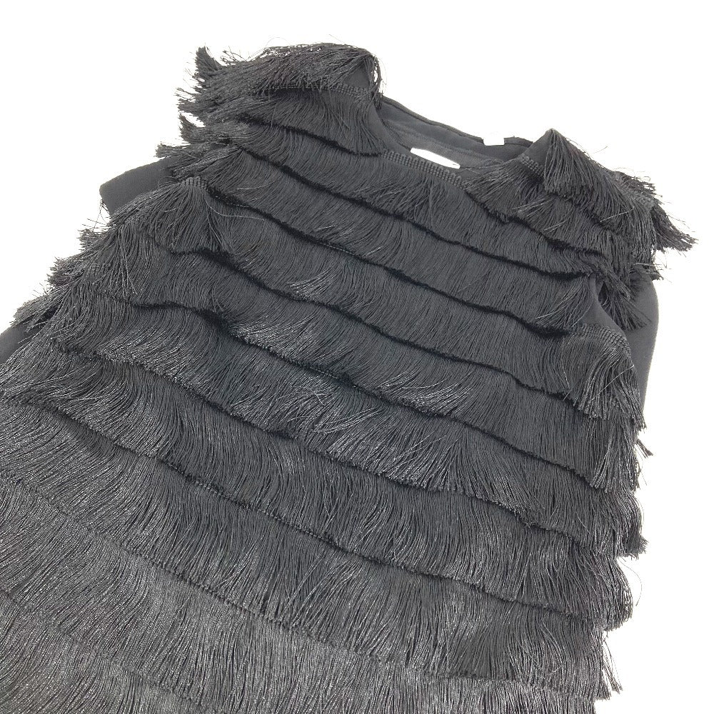 BURBERRY 8046818 フリンジ 袖なし アパレル ワンピース シルク レディース ブラック