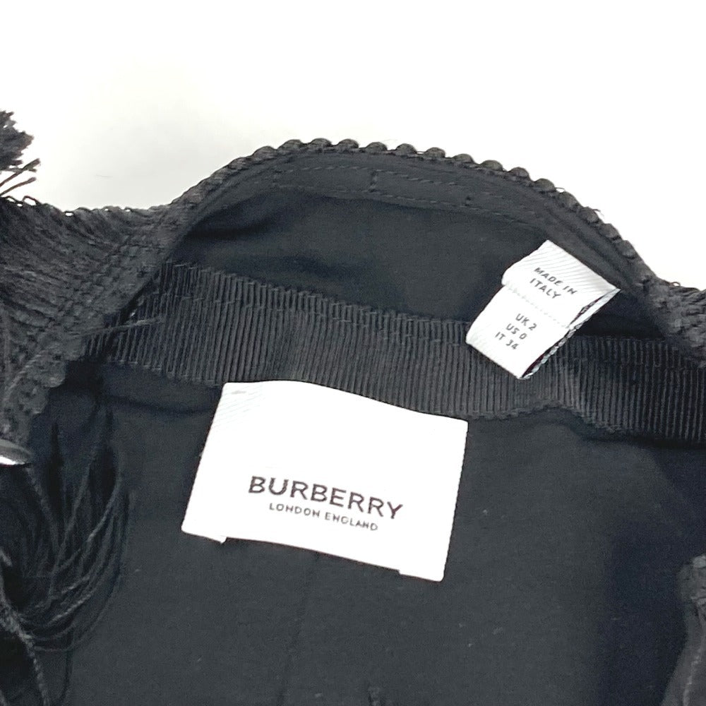 BURBERRY 8046818 フリンジ 袖なし アパレル ワンピース シルク レディース ブラック