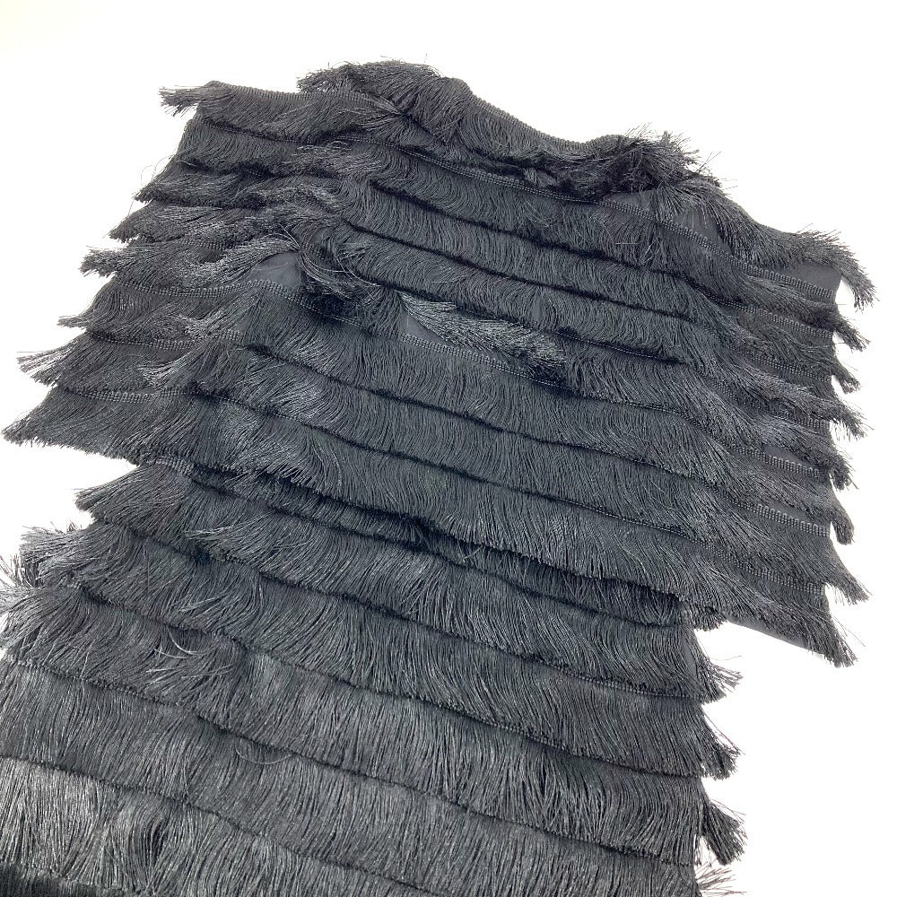 BURBERRY 8046818 フリンジ 袖なし アパレル ワンピース シルク レディース ブラック