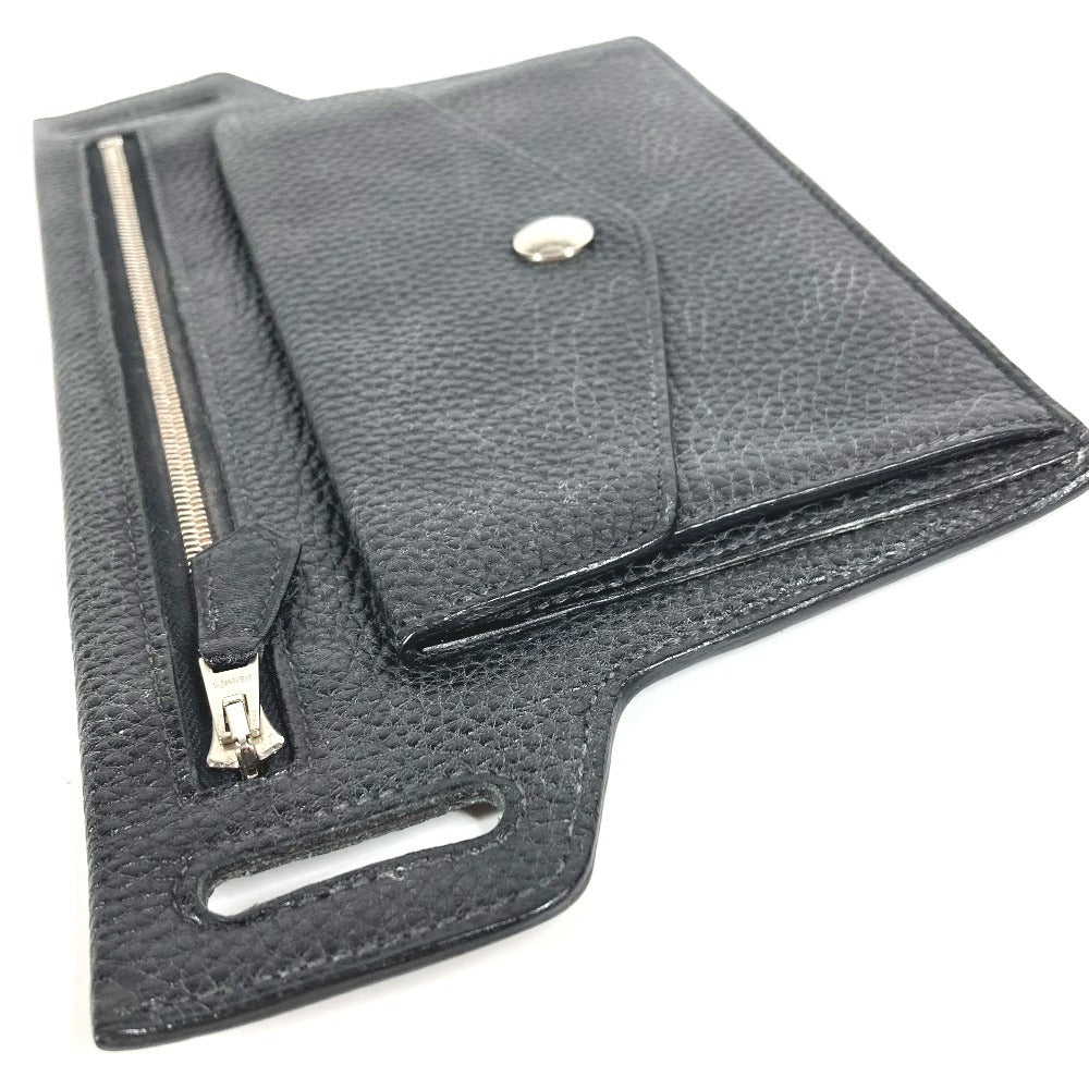 HERMES ベルトバッグ ウエストバッグ ポーチのみ クロスボディバッグ ポーチ レザー ユニセックス ブラック