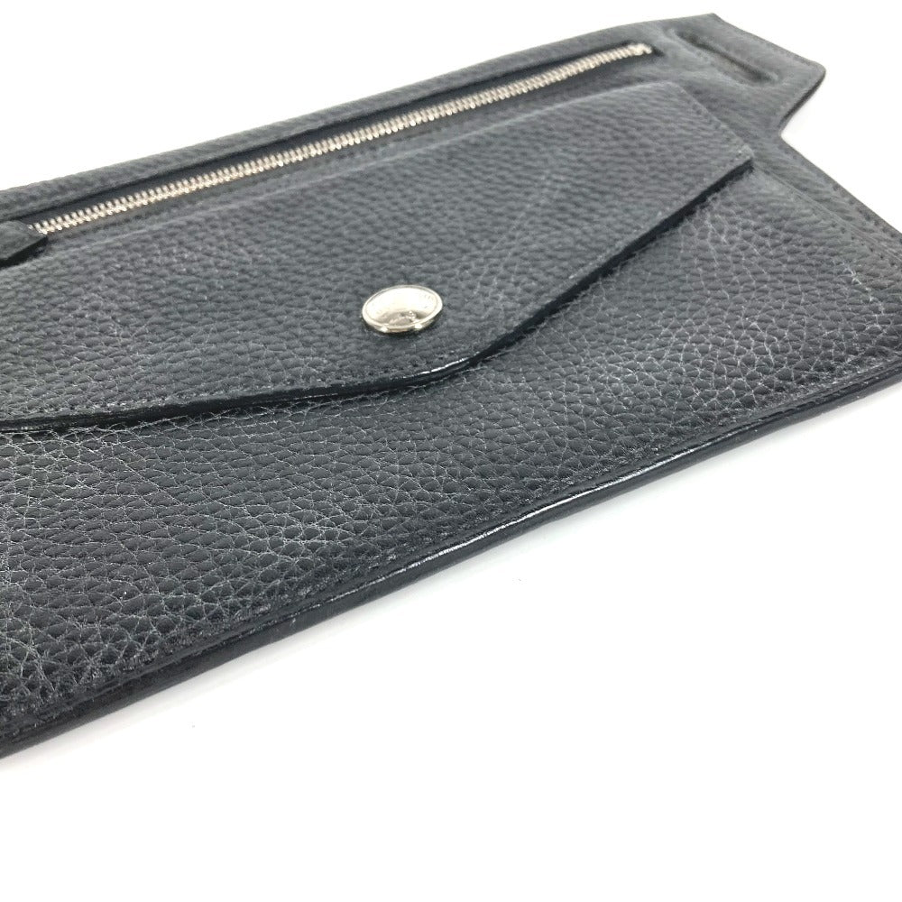 HERMES ベルトバッグ ウエストバッグ ポーチのみ クロスボディバッグ ポーチ レザー ユニセックス ブラック