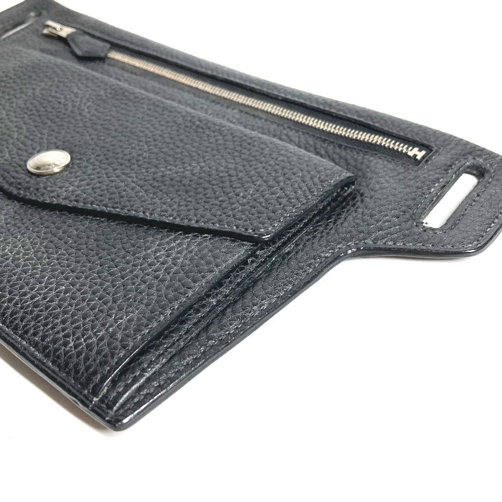 HERMES ベルトバッグ ウエストバッグ ポーチのみ クロスボディバッグ ポーチ レザー ユニセックス ブラック