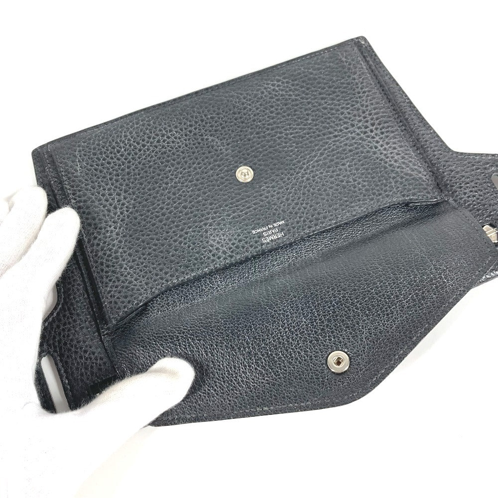 HERMES ベルトバッグ ウエストバッグ ポーチのみ クロスボディバッグ ポーチ レザー ユニセックス ブラック