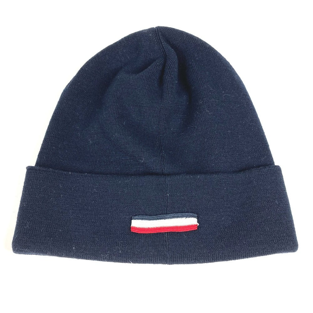 MONCLER Rubber Patch Logo Big BERRETTO TRICOT HAT beanie hat knit hat knit cap Knit hat wool Navy Used