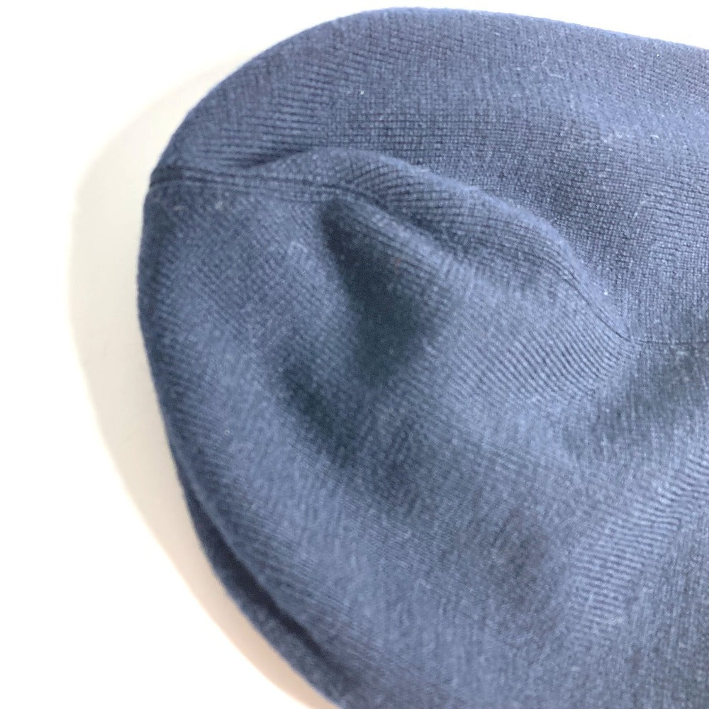 MONCLER Rubber Patch Logo Big BERRETTO TRICOT HAT beanie hat knit hat knit cap Knit hat wool Navy Used