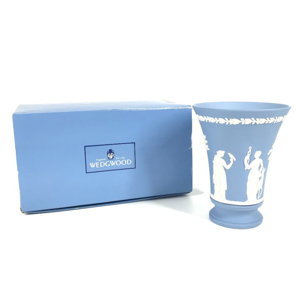 WEDGWOOD logo Flower-based interior vase Pottery Pale blue blue/White Used