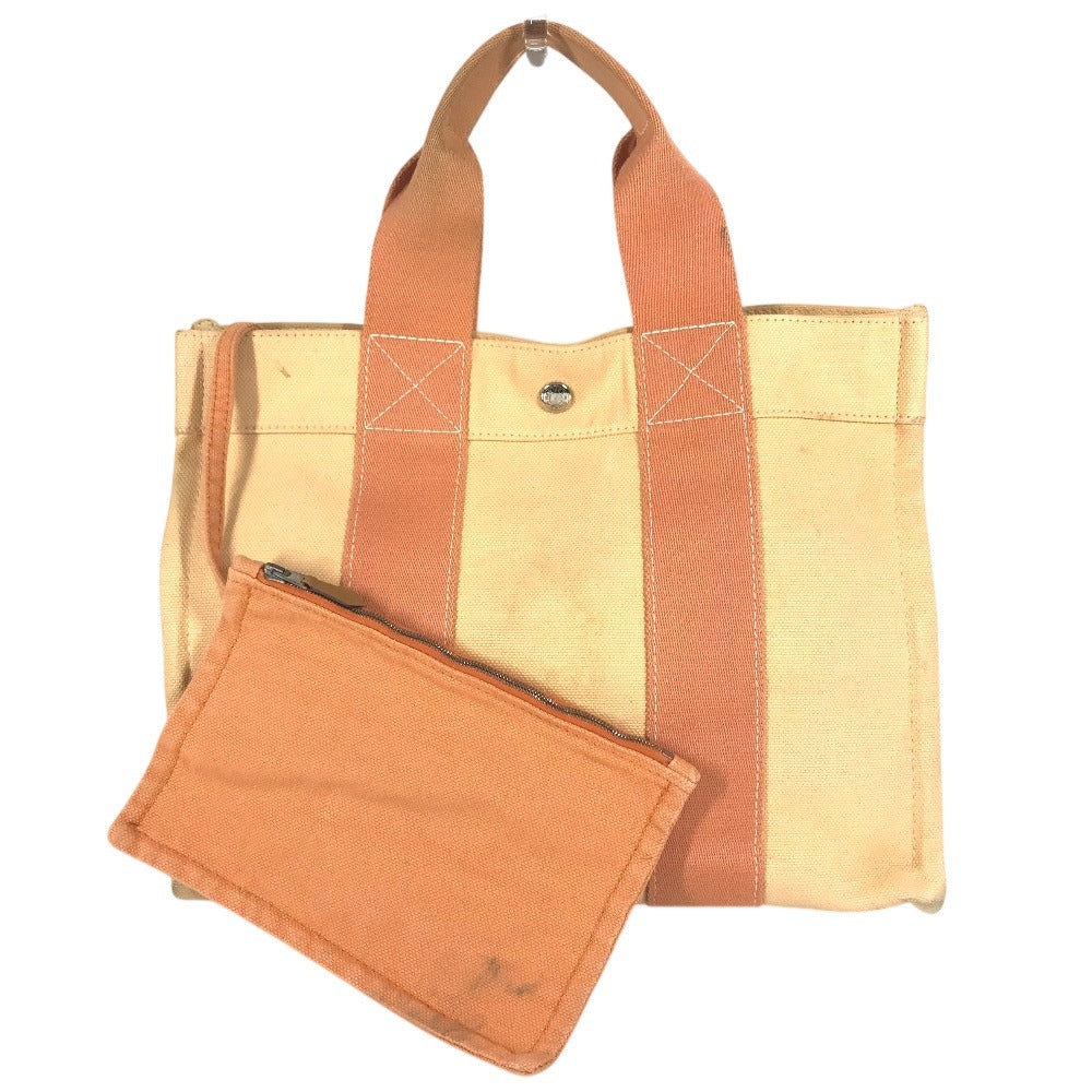 HERMES Coquillage PM Tote Bag with Pouch, Cotton, Unisex, Orange