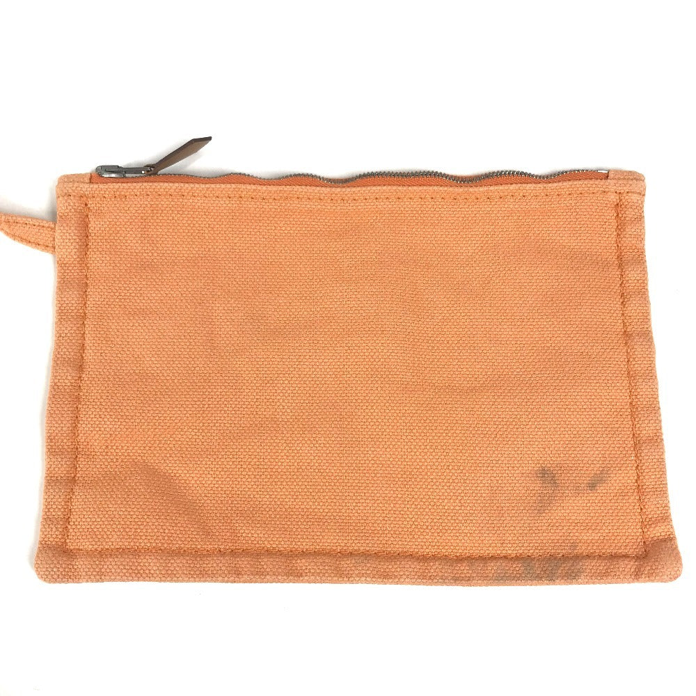 HERMES Coquillage PM Tote Bag with Pouch, Cotton, Unisex, Orange