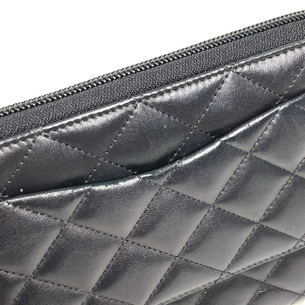 CHANEL Cambon Line Travel Case A26710 CC Coco Mark Logo Long Wallet Round Zipper Leather Women's Black