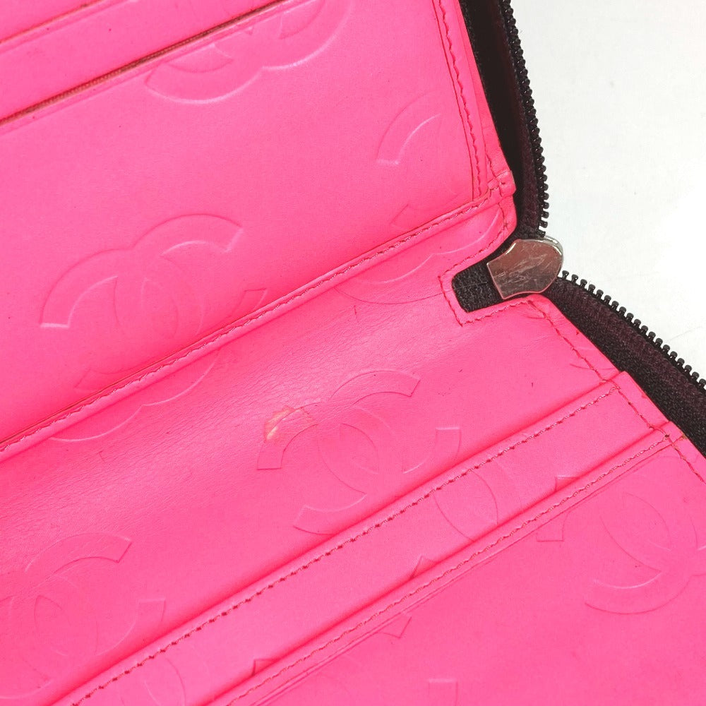 CHANEL Cambon Line Travel Case A26710 CC Coco Mark Logo Long Wallet Round Zipper Leather Women's Black